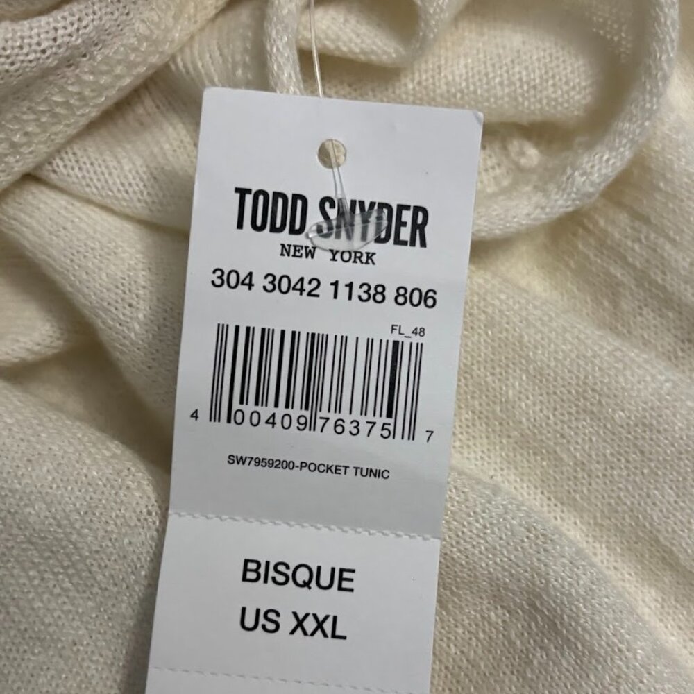 Todd Snyder Men's Bisque Linen Knit Pocket Pullover Sweater Cream XXL NWT - Picture 3 of 10